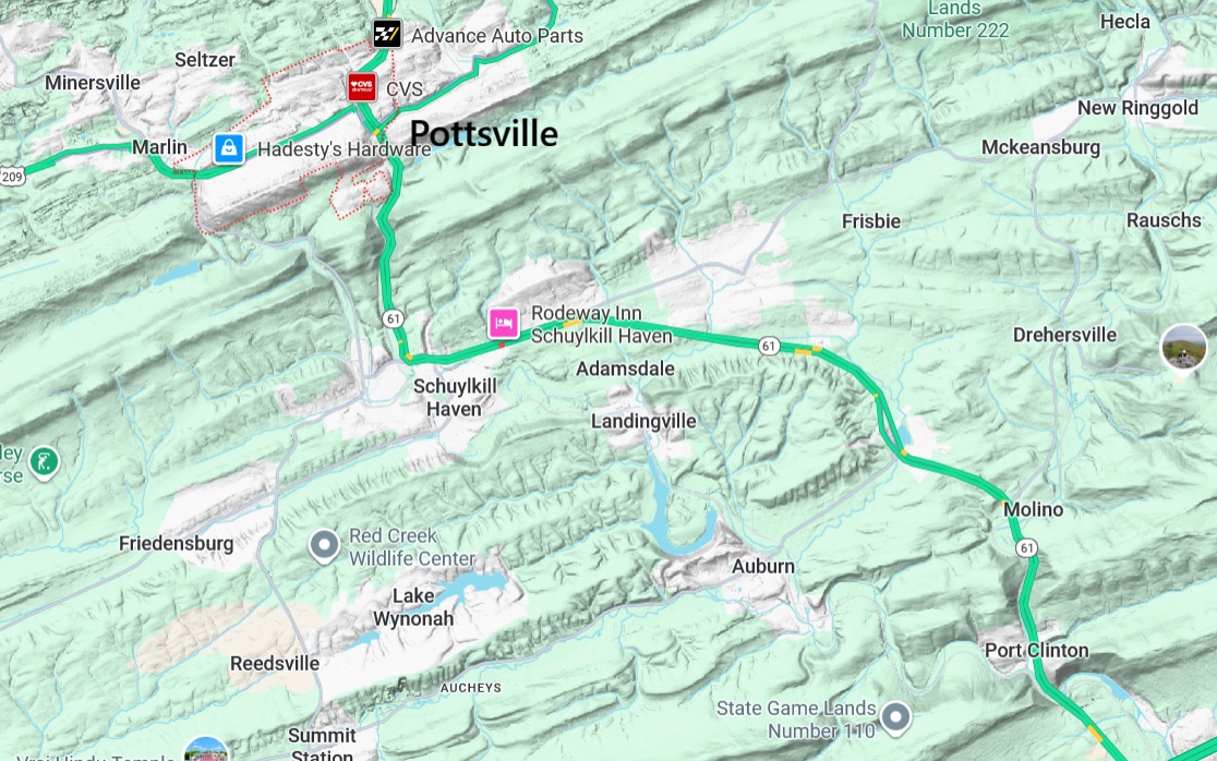 Warning map showing Summit Roofing service territory